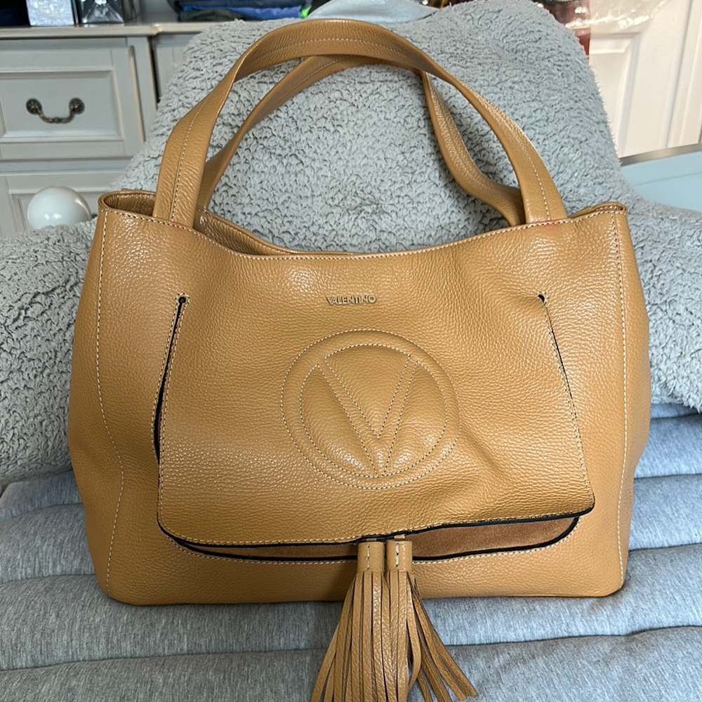 Valentino Tan/mustard Leather Tote Bag